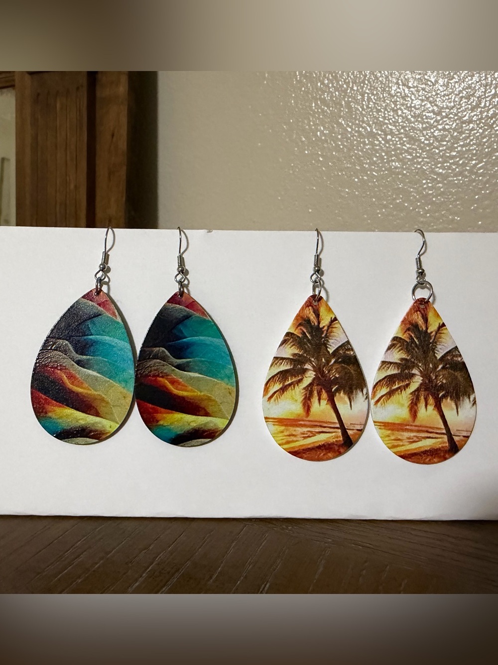 Tropical Sunset & Colorwave Teardrop Earrings - Double Pair